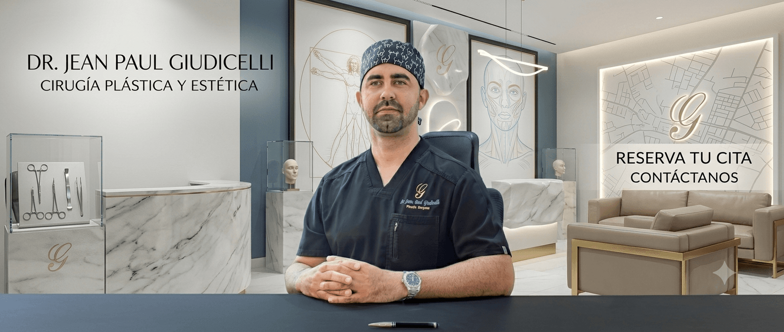 Dr. Jean Paul Giudicelli Saba at the reception desk of his plastic surgery clinic